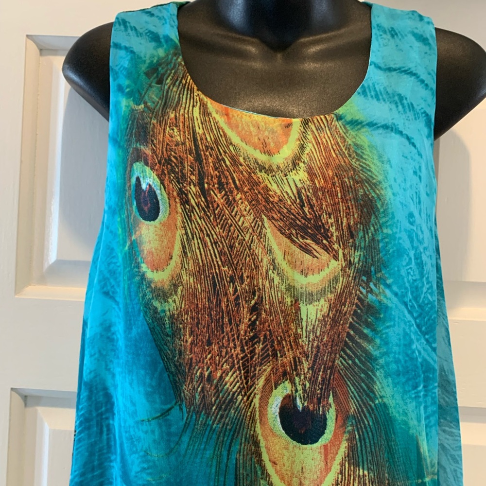 Peacock Maxidress with belt, size medium - Picture 5 of 9